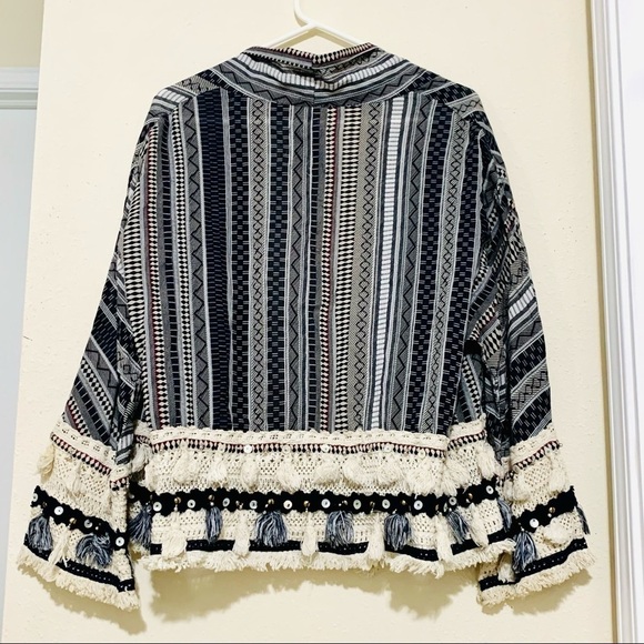 ZARA Premium Tassel Trimmed Tribal Print Cardigan - Picture 9 of 10